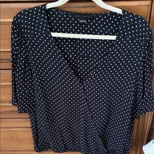 Sanctuary Blue and tan Polka Dot Blouse